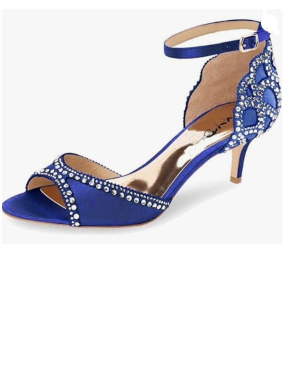 XYD Blue Sandals, Chic Peep Toe, D'Orsay Kitten Low Heels, Rhinestone Studs Shoe